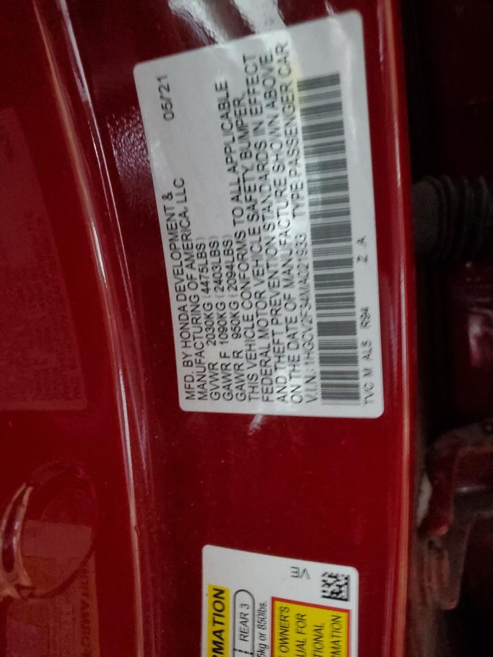 2021 Honda Accord VIN 1HGCV2F34MA021933 Copart auction photo, front end / minor dent/scratches damage thumbnail 13