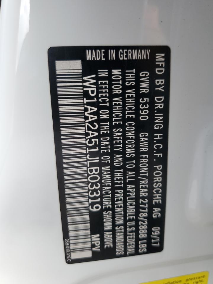 2018 Porsche Macan VIN WP1AA2A51JLB03319 Copart auction photo, rear end / mechanical damage thumbnail 14