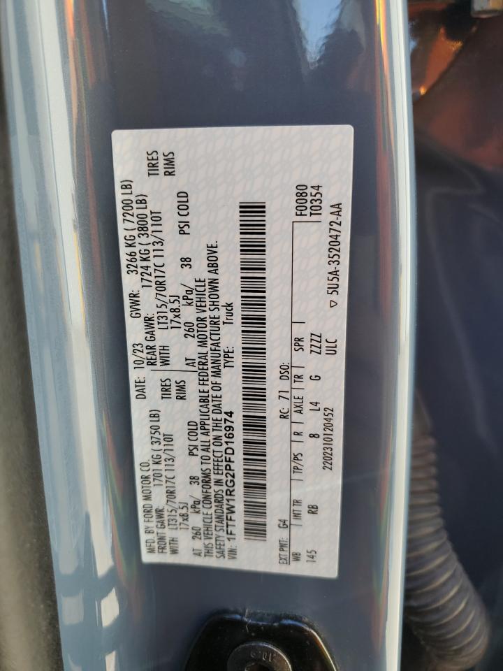 2023 Ford F-150 VIN 1FTFW1RG2PFD16974 Copart auction photo, front end damage thumbnail 13