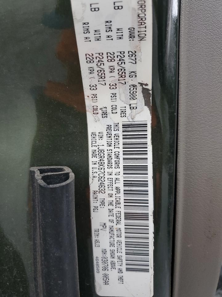 2007 Jeep Grand Cherokee VIN 1J8GR48K67C624632 Copart auction photo, front end damage thumbnail 13