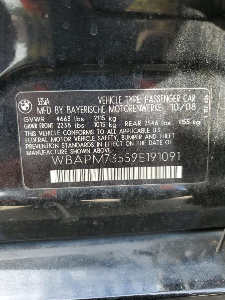 2009 BMW 3er VIN WBAPM73559E191091 Copart auction photo, side damage thumbnail 12