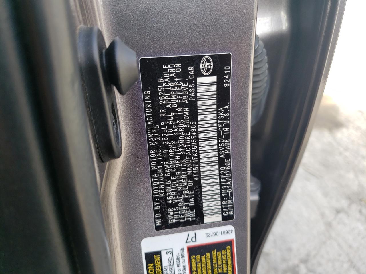 2016 Toyota Camry VIN 4T1BF1FK2GU554905 Copart auction photo, rear end damage thumbnail 12