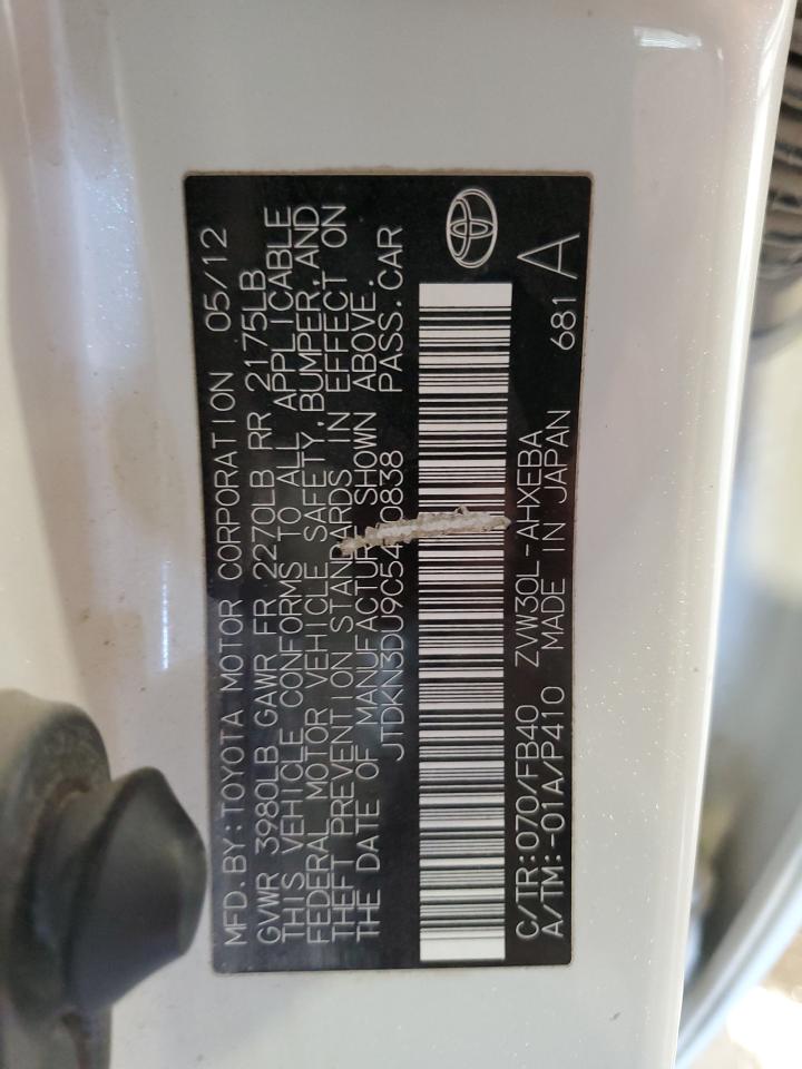 2012 Toyota Prius VIN JTDKN3DU9C5460838 Copart auction photo, front end / mechanical damage thumbnail 15