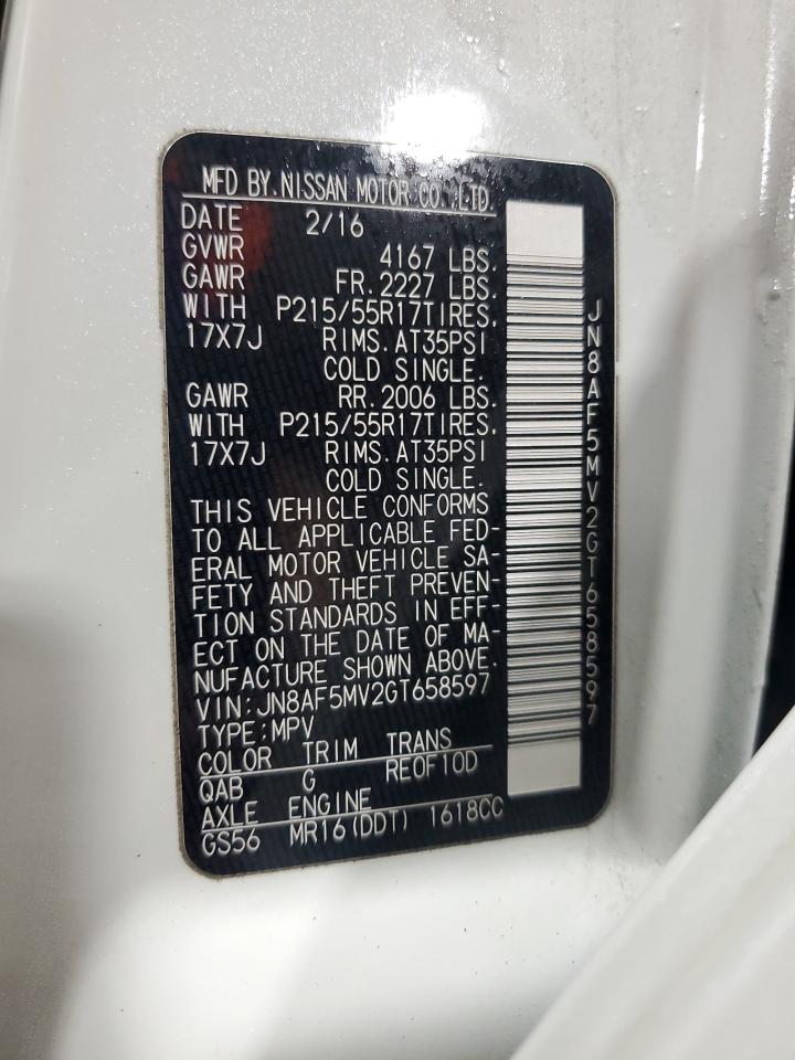 2016 Nissan Juke VIN JN8AF5MV2GT658597 Copart auction photo, side damage thumbnail 13