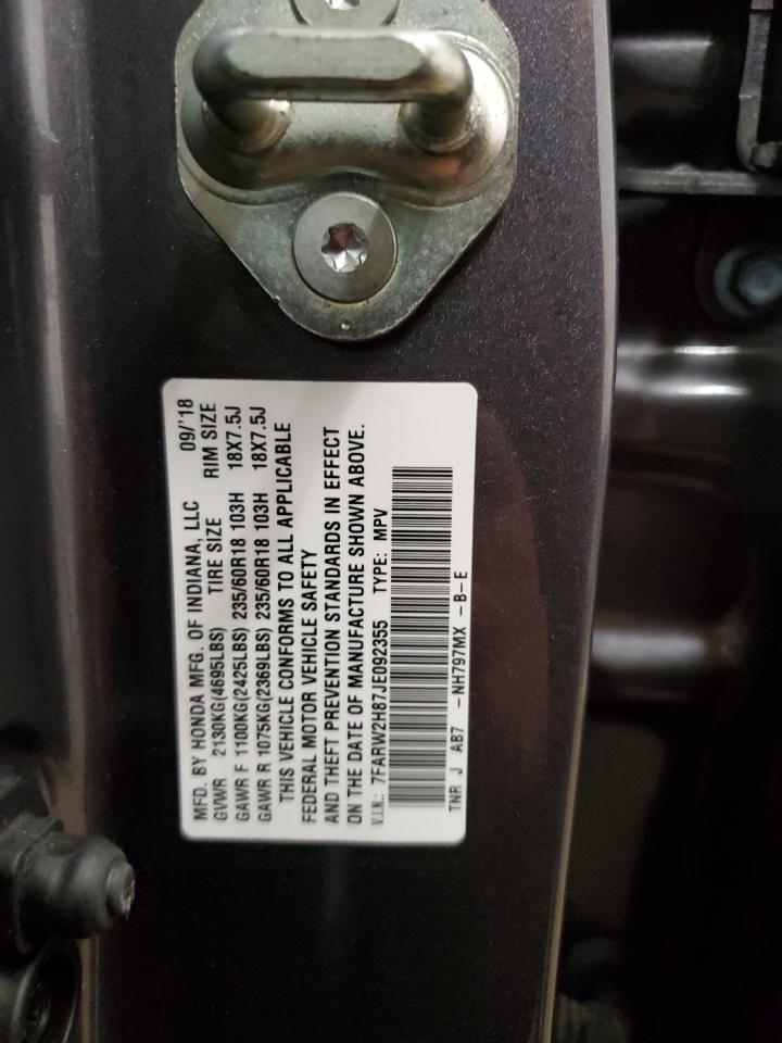 2018 Honda CR-V VIN 7FARW2H87JE092355 Copart auction photo, rear end damage thumbnail 13