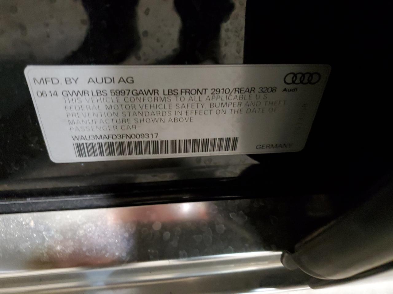 2015 Audi A8 VIN WAU3MAFD3FN009317 Copart auction photo, mechanical / minor dent/scratches damage thumbnail 14