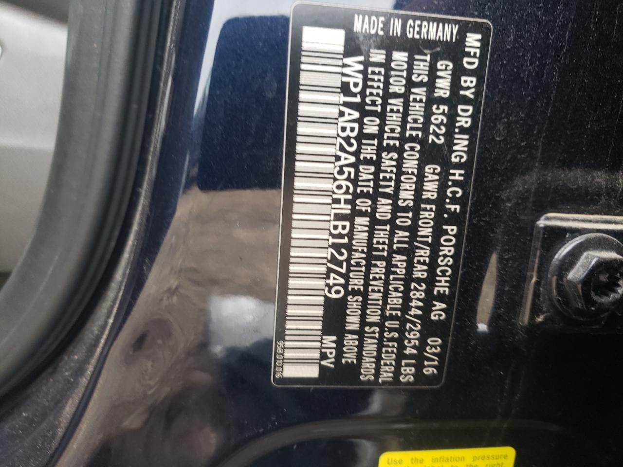 2017 Porsche Macan VIN WP1AB2A56HLB12749 Copart auction photo, front end / mechanical damage thumbnail 15
