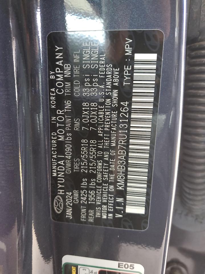2024 Hyundai Kona VIN KM8HB3AB7RU131264 Copart auction photo, front end / frame damage damage thumbnail 12