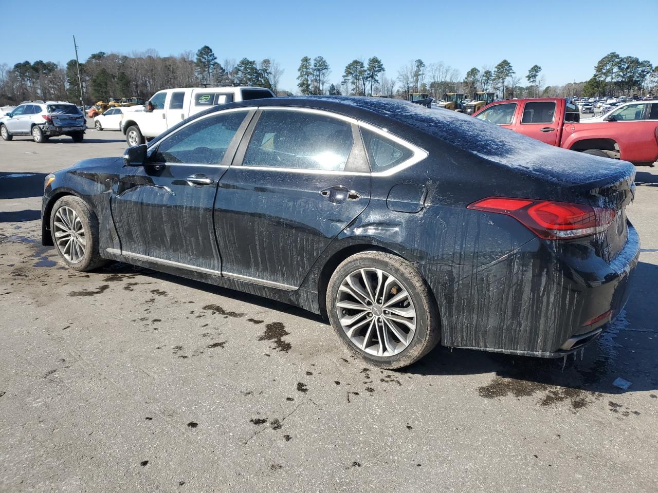 2015 Hyundai Genesis VIN KMHGN4JE7FU102958 Copart auction photo, front end / side damage thumbnail 2
