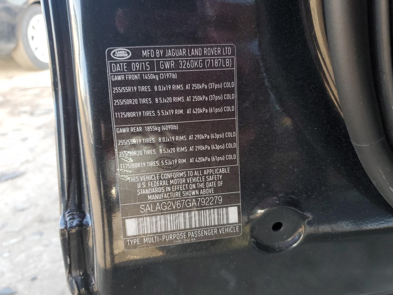 2016 Land Rover LR4 VIN SALAG2V67GA792279 Copart auction photo, normal wear damage thumbnail 13