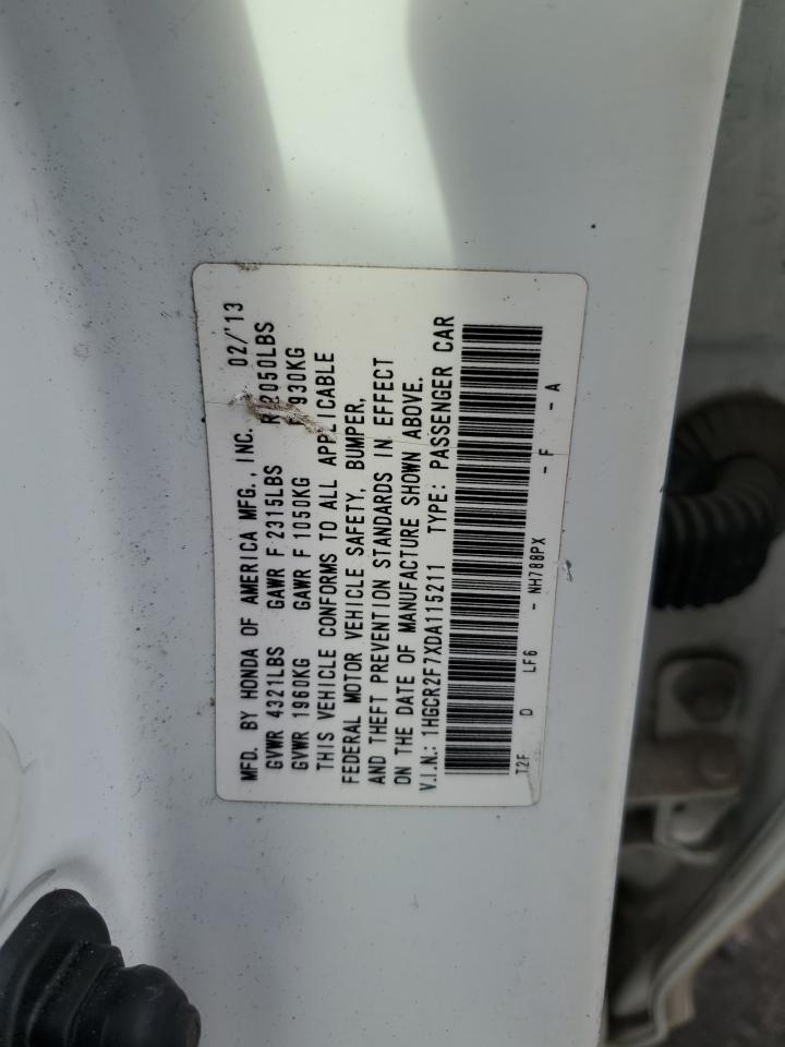 2013 Honda Accord VIN 1HGCR2F7XDA115211 Copart auction photo, rear end / front end damage thumbnail 14