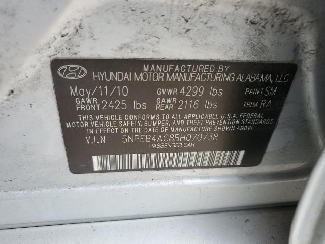 2011 Hyundai Sonata VIN 5NPEB4AC8BH070738 Copart auction photo, side damage thumbnail 12