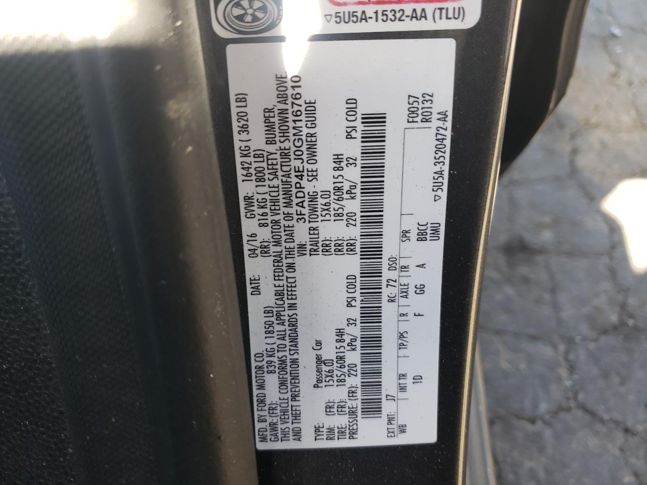 2016 Ford Fiesta VIN 3FADP4EJ0GM167610 Copart auction photo, all over damage thumbnail 12