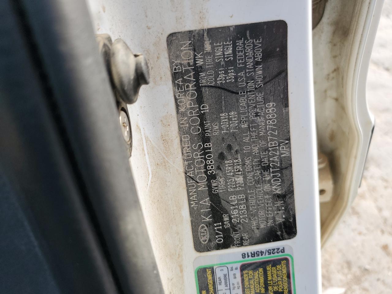 2011 KIA Soul VIN KNDJT2A21B7278889 Copart auction photo, front end / minor dent/scratches damage thumbnail 15