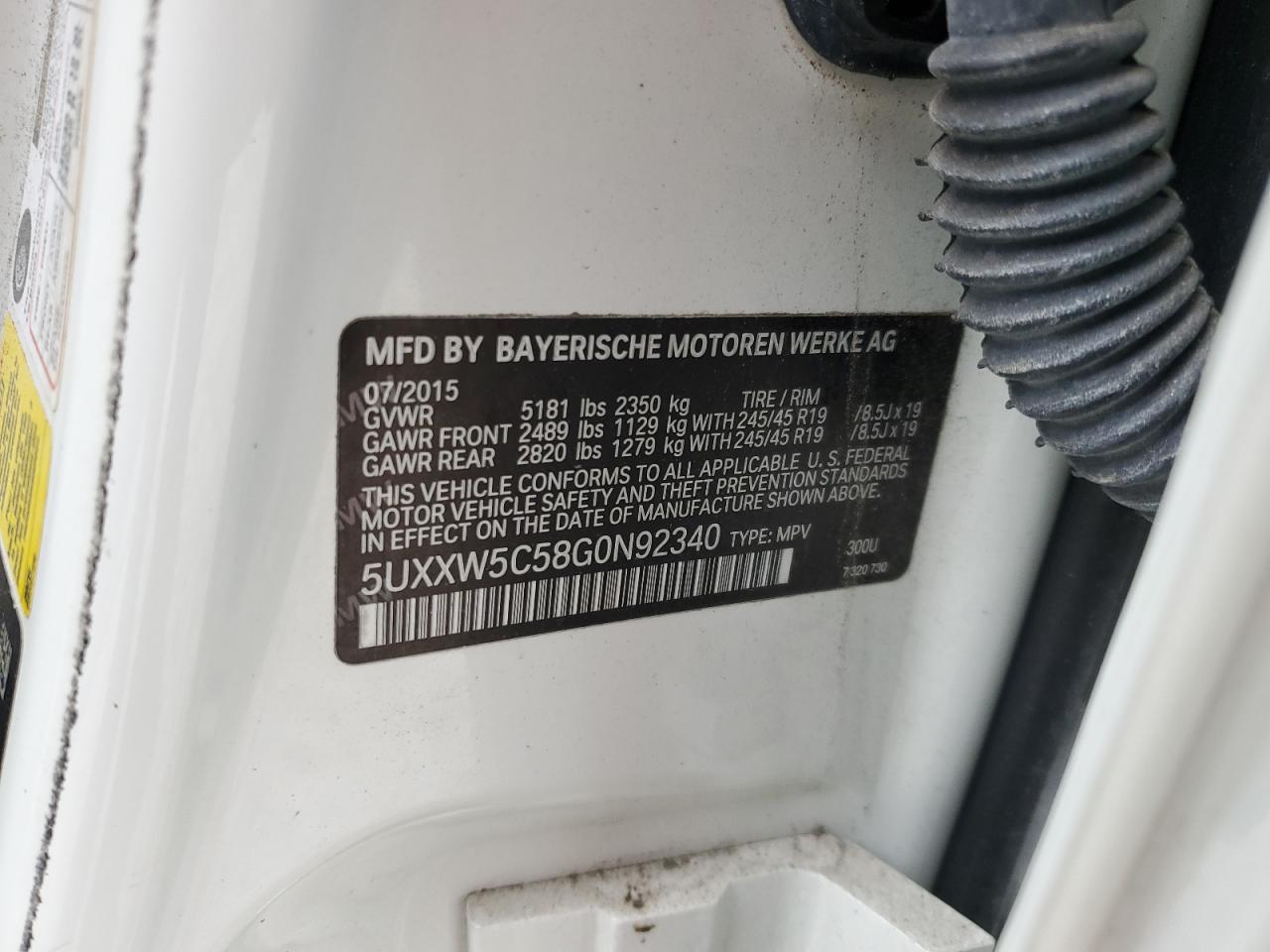 2016 BMW X4 VIN 5UXXW5C58G0N92340 Copart auction photo, undercarriage damage thumbnail 13