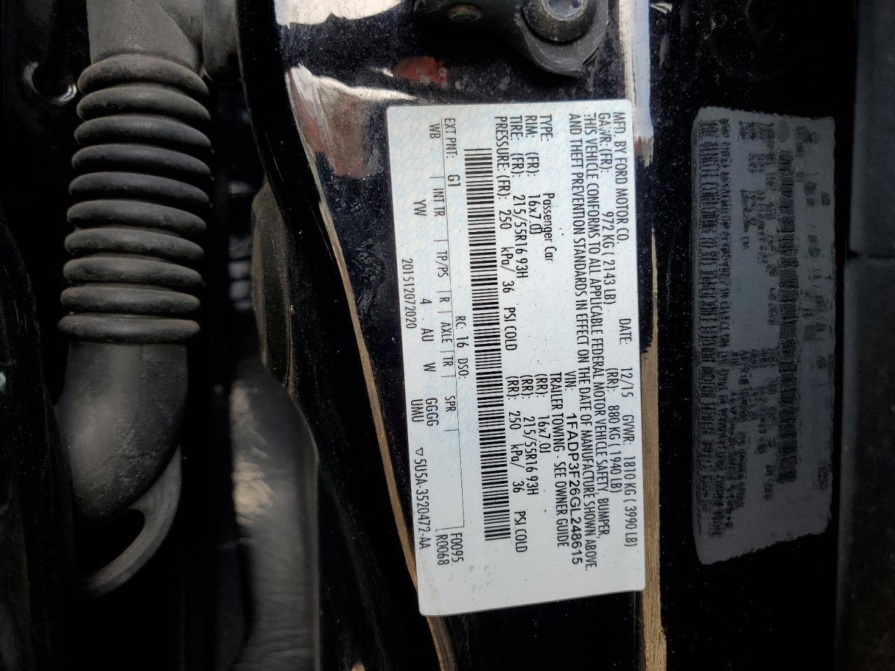 2016 Ford Focus VIN 1FADP3F26GL248615 Copart auction photo, front end damage thumbnail 14