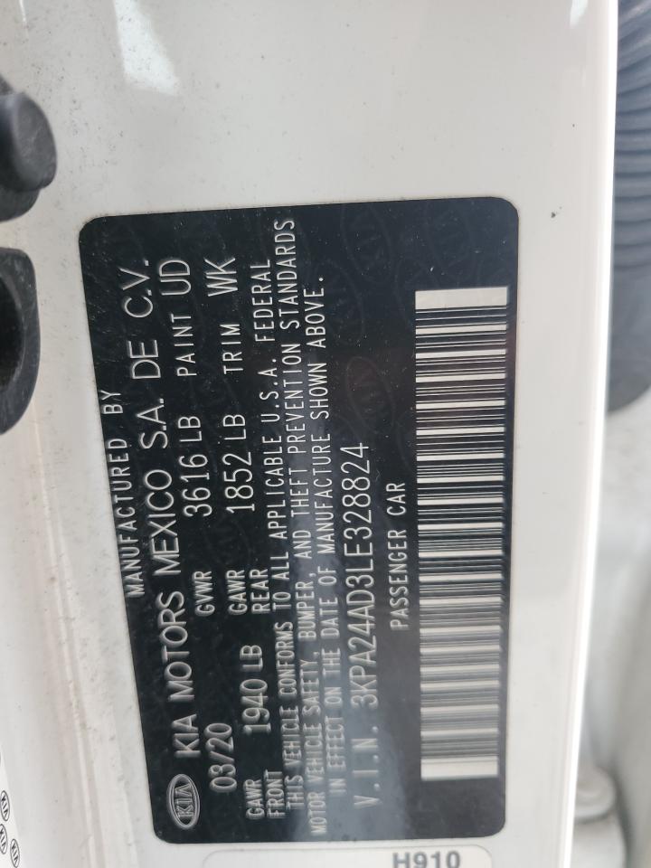 2020 KIA Rio VIN 3KPA24AD3LE328824 Copart auction photo, front end damage thumbnail 14