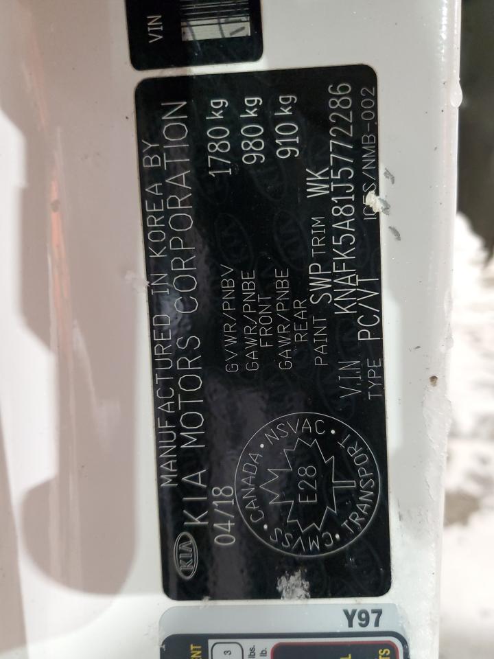 2018 KIA Forte VIN KNAFK5A81J5772286 Copart auction photo, side / rear end damage thumbnail 12