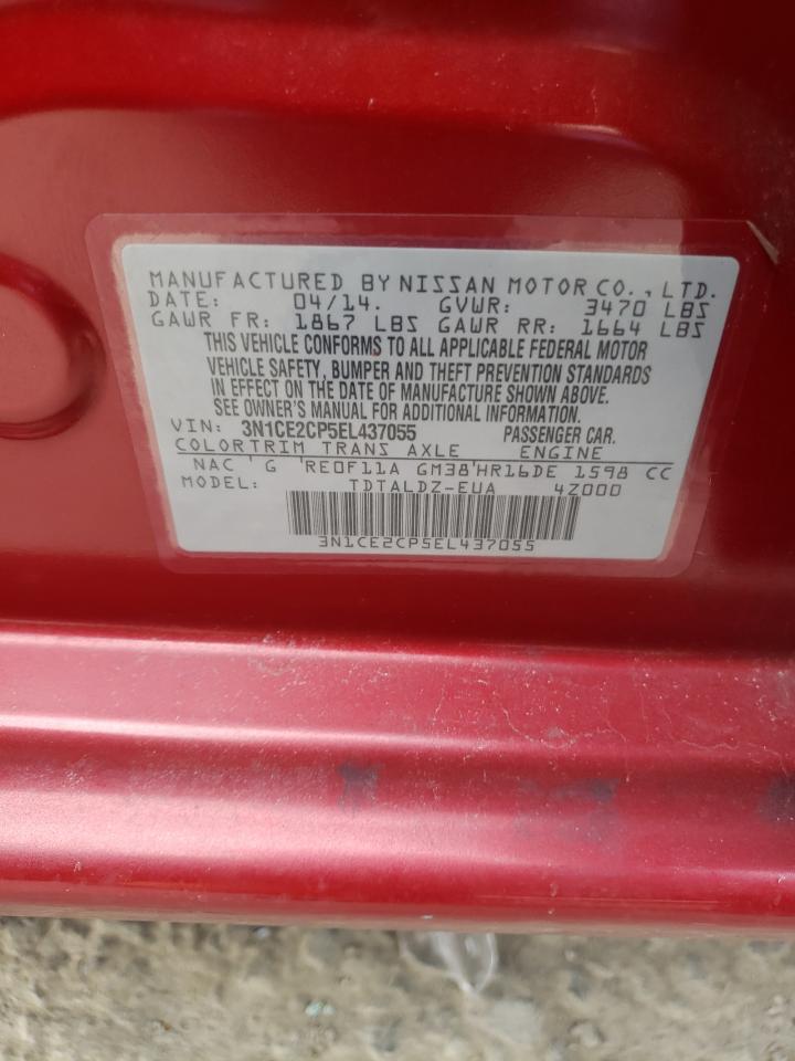 2014 Nissan Versa VIN 3N1CE2CP5EL437055 Copart auction photo, front end damage thumbnail 13