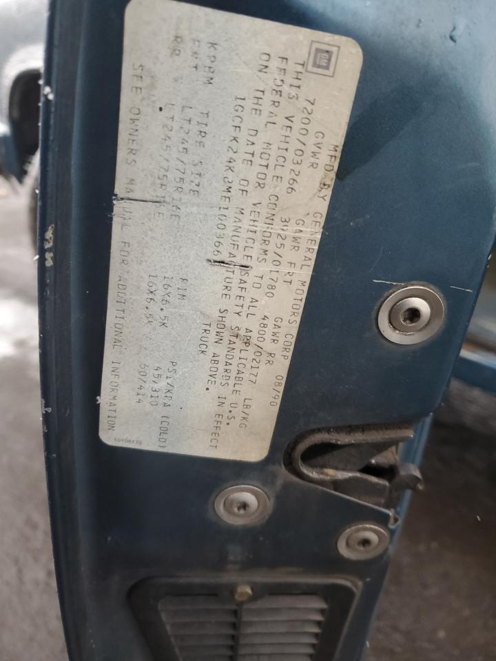 1991 Chevrolet GMT-400 VIN 1GCFK24K8ME100366 Copart auction photo, minor dent/scratches damage thumbnail 12