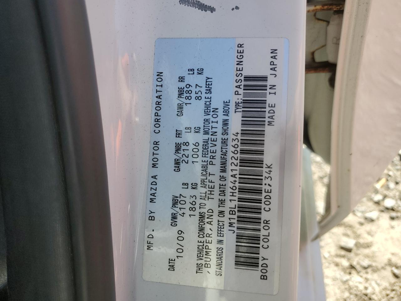 2010 Mazda 3 VIN JM1BL1H64A1226634 Copart auction photo, hail damage thumbnail 15