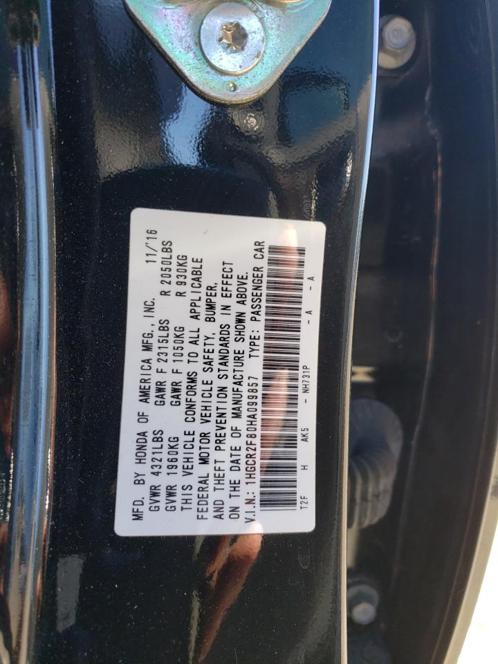 2017 Honda Accord VIN 1HGCR2F80HA099857 Copart auction photo, front end damage thumbnail 14
