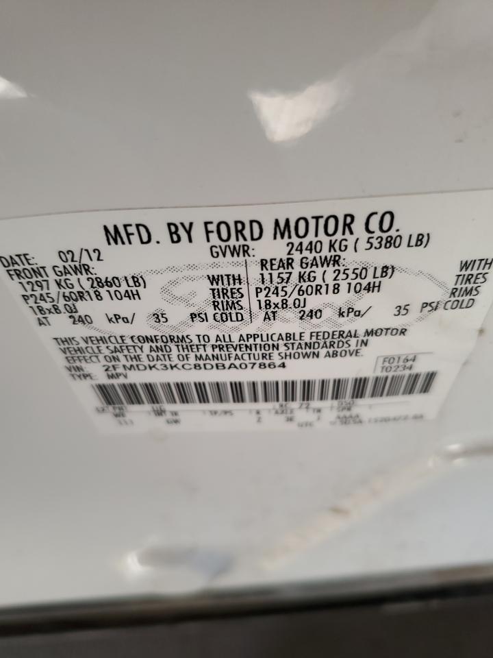2013 Ford Edge VIN 2FMDK3KC8DBA07864 Copart auction photo, front end damage thumbnail 15