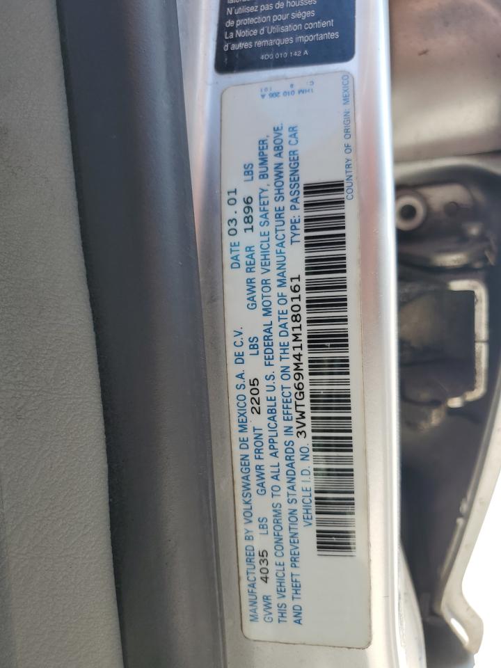 2001 Volkswagen Jetta VIN 3VWTG69M41M180161 Copart auction photo, front end / mechanical damage thumbnail 12