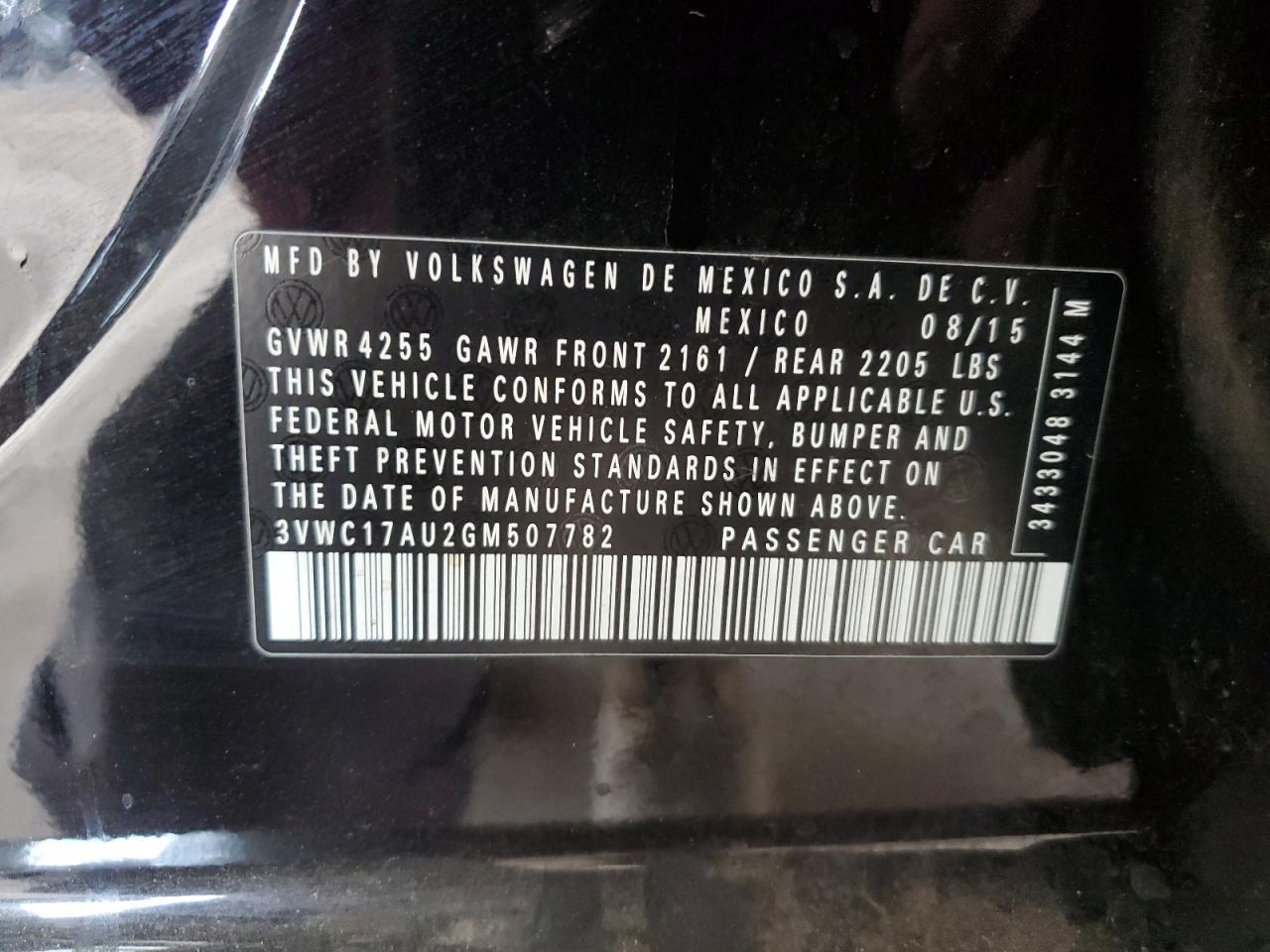 2016 Volkswagen Golf VIN 3VWC17AU2GM507782 Copart auction photo, rear end / front end damage thumbnail 12