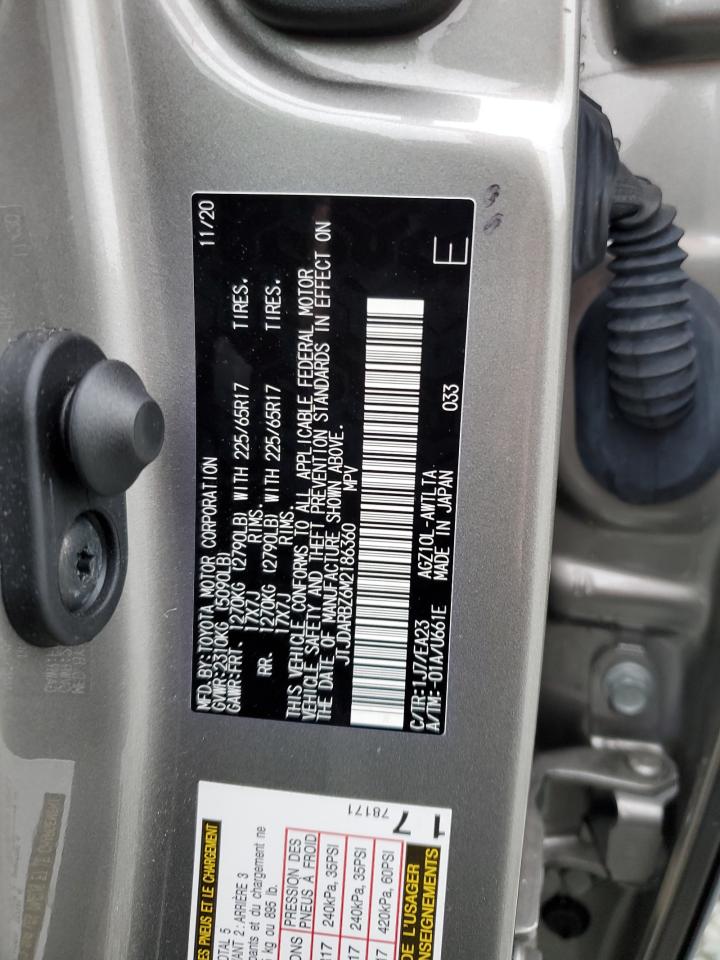 2021 Lexus NX VIN JTJDARBZ6M2186360 Copart auction photo, front end / side damage thumbnail 13