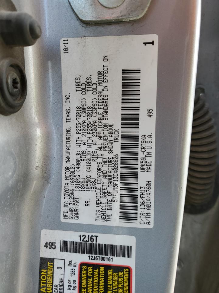2012 Toyota Tundra VIN 5TFUM5F13CX028826 Copart auction photo, front end damage thumbnail 12