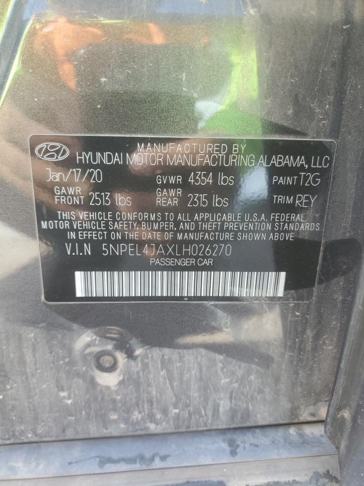 2020 Hyundai Sonata VIN 5NPEL4JAXLH026270 Copart auction photo, rear end / minor dent/scratches damage thumbnail 12