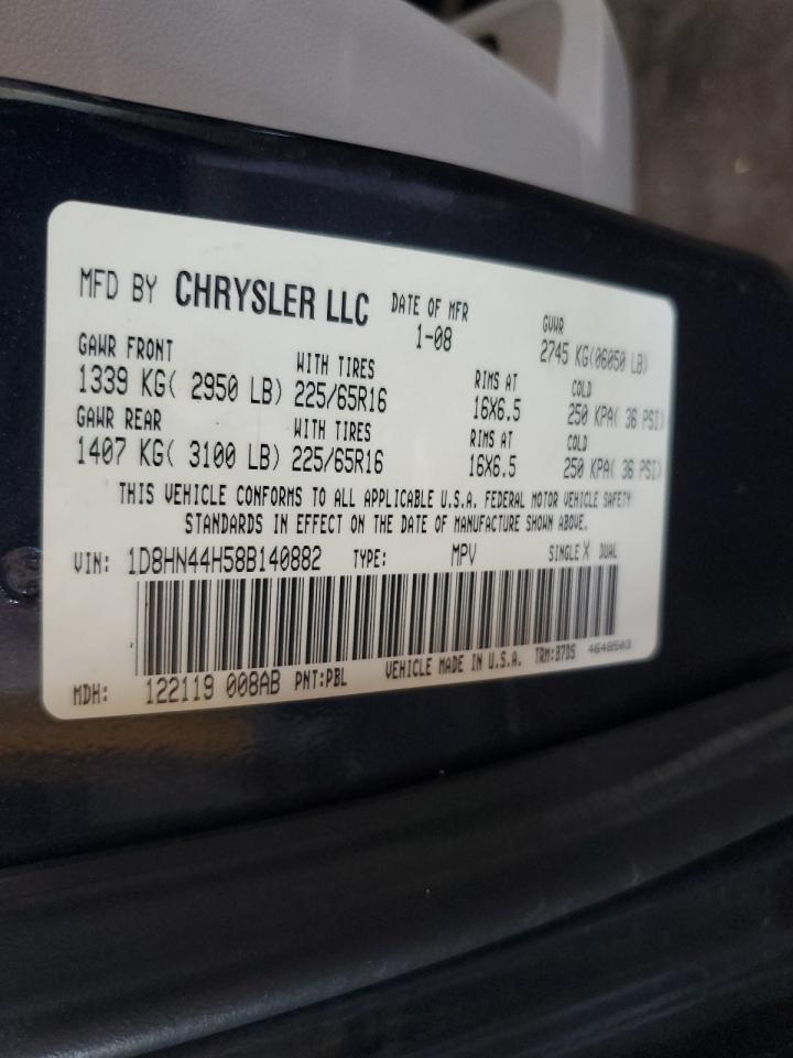 2008 Dodge Caravan VIN 1D8HN44H58B140882 Copart auction photo, rear end / side damage thumbnail 13