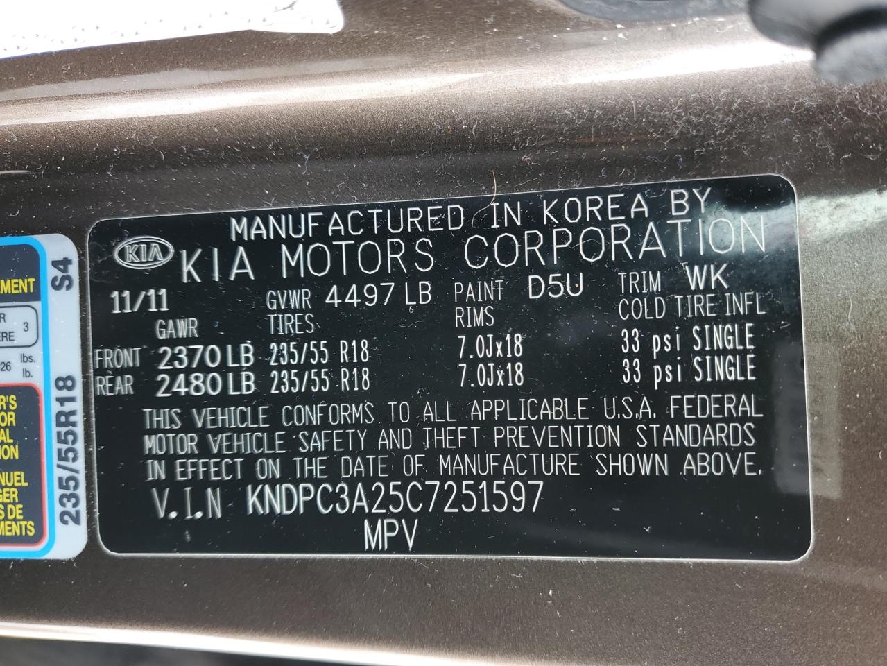 2012 KIA Sportage VIN KNDPC3A25C7251597 Copart auction photo, front end / undercarriage damage thumbnail 13