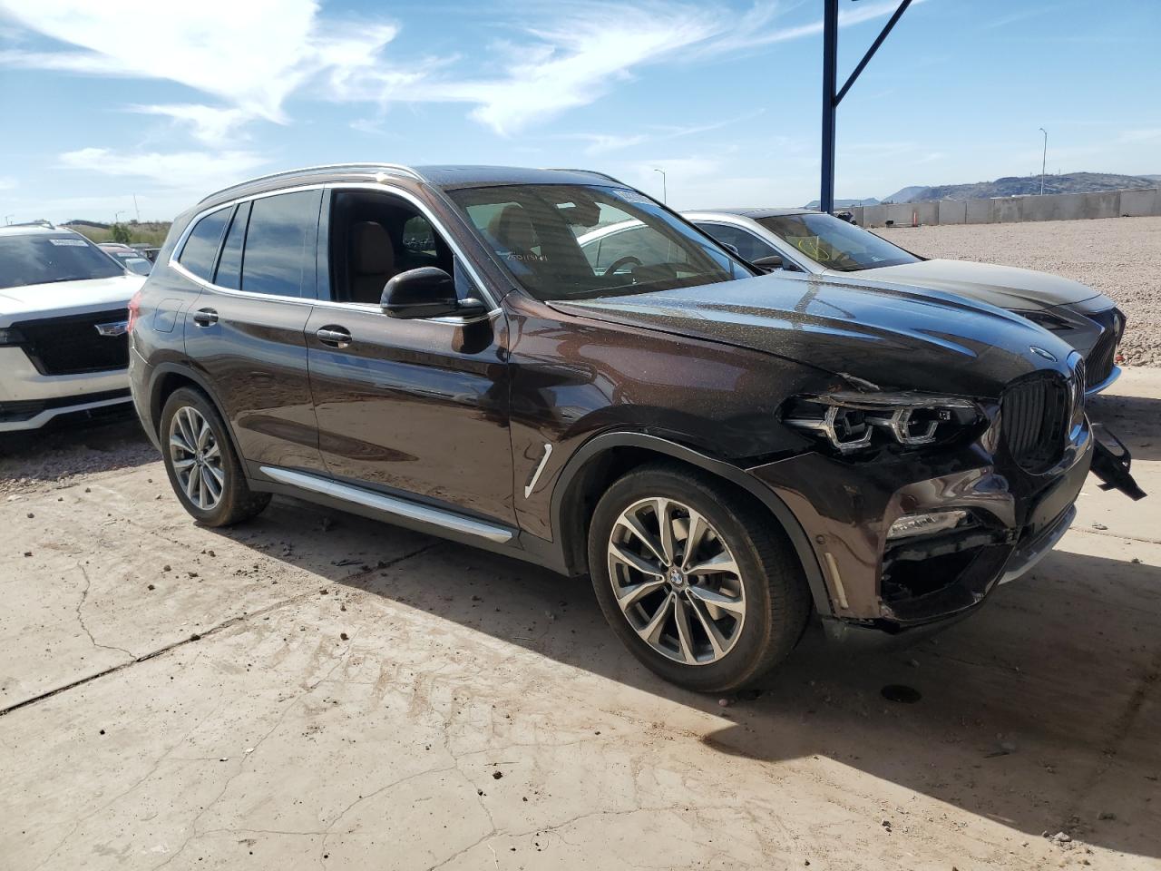 2018 BMW X3 VIN 5UXTR9C59JLD73909 Copart auction photo, front end / side damage thumbnail 4