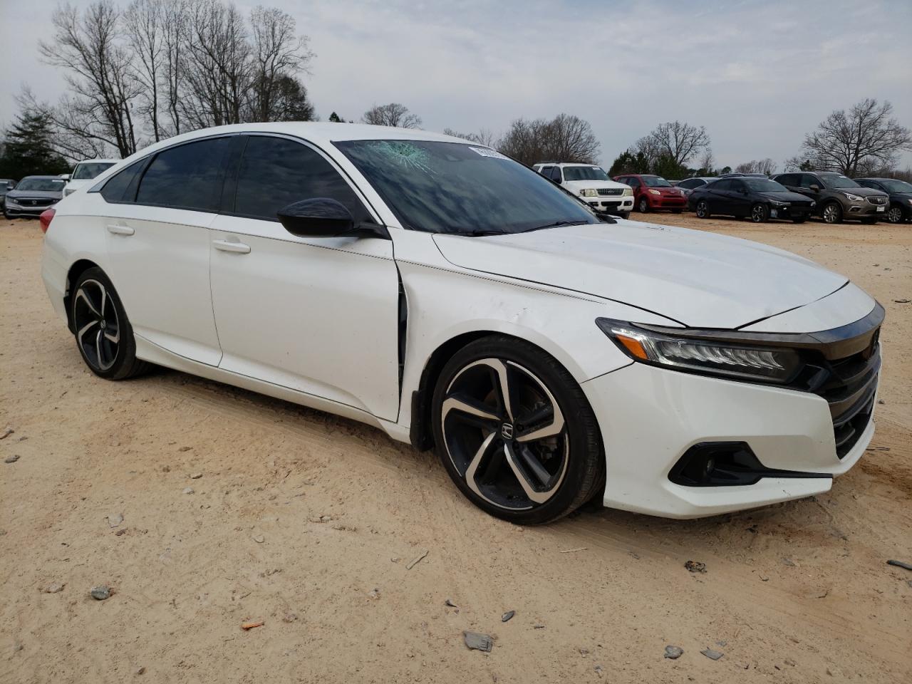 2021 Honda Accord VIN 1HGCV1F3XMA098512 Copart auction photo, front end / top/roof damage thumbnail 4