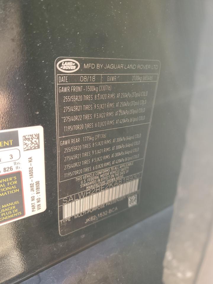 2019 Land Rover Range Rover VIN SALWR2RE2KA818930 Copart auction photo, burn - engine damage thumbnail 15