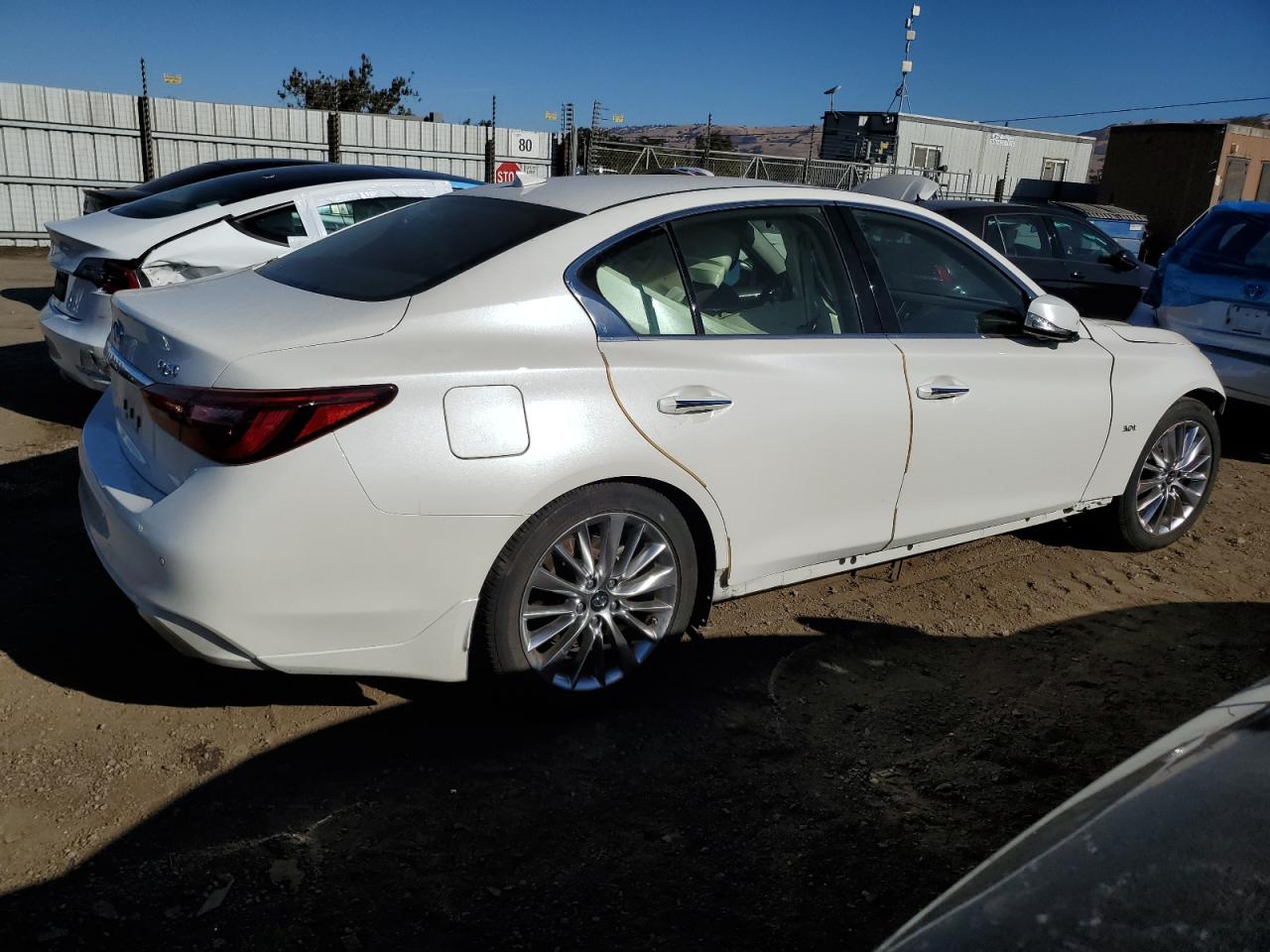 2018 Infiniti Q50 VIN JN1EV7AP8JM356706 Copart auction photo, front end / side damage thumbnail 3