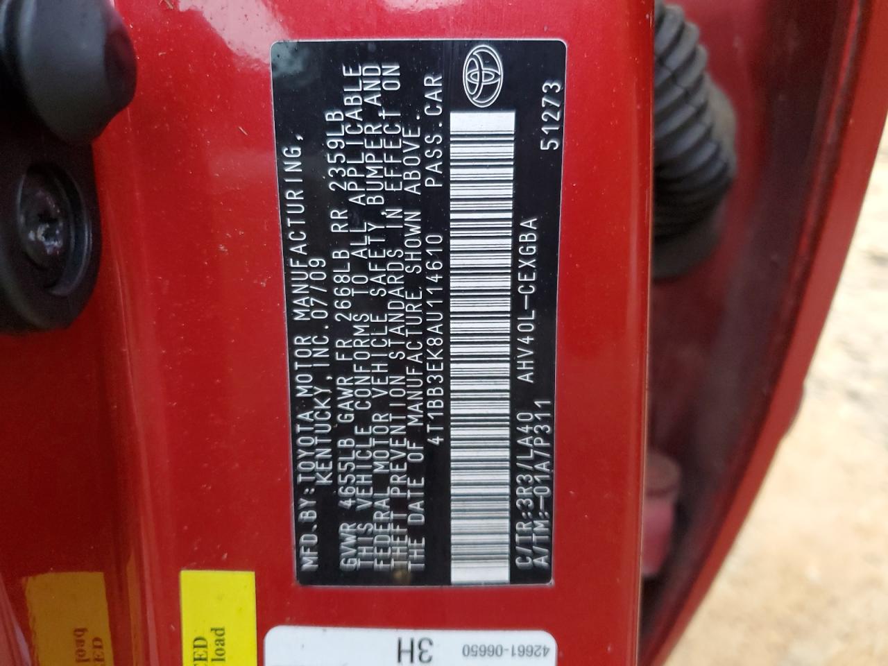 2010 Toyota Camry VIN 4T1BB3EK8AU114610 Copart auction photo, mechanical damage thumbnail 13