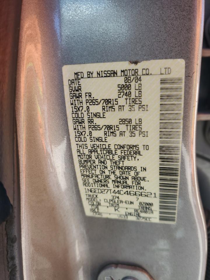 2004 Nissan Navara (Frontier) VIN 1N6ED27T44C466621 Copart auction photo, front end / minor dent/scratches damage thumbnail 12