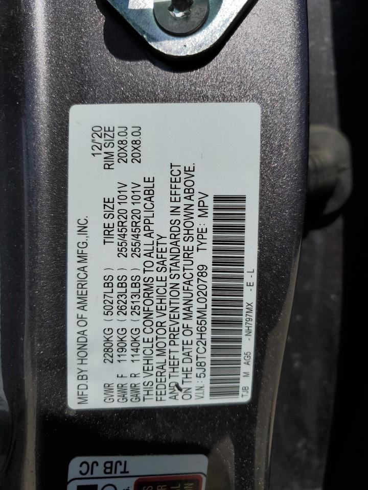2021 Acura RDX VIN 5J8TC2H65ML020789 Copart auction photo, rear end damage thumbnail 13