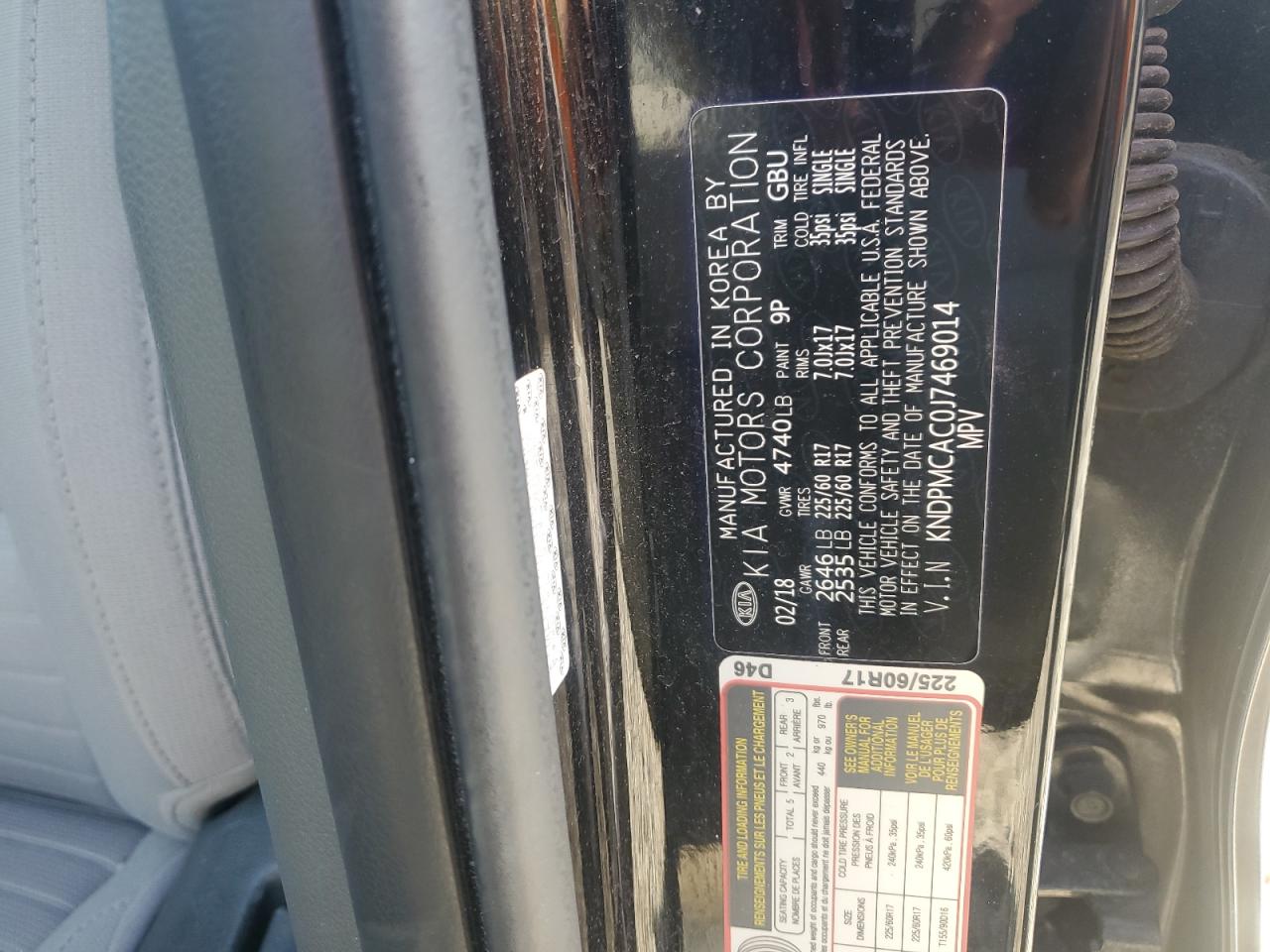 2018 KIA Sportage VIN KNDPMCAC0J7469014 Copart auction photo, side damage thumbnail 13