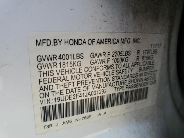 2018 Acura ILX VIN 19UDE2F41JA001292 Copart auction photo, front end / rear end damage thumbnail 13