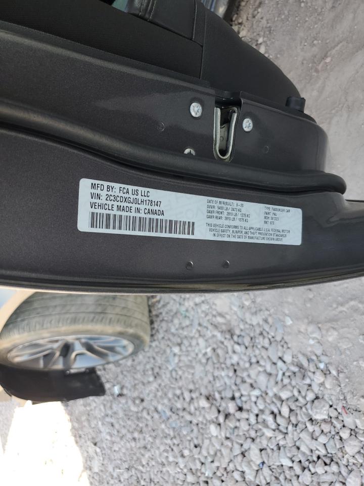 2020 Dodge Charger VIN 2C3CDXGJ0LH178147 Copart auction photo, front end / side damage thumbnail 12