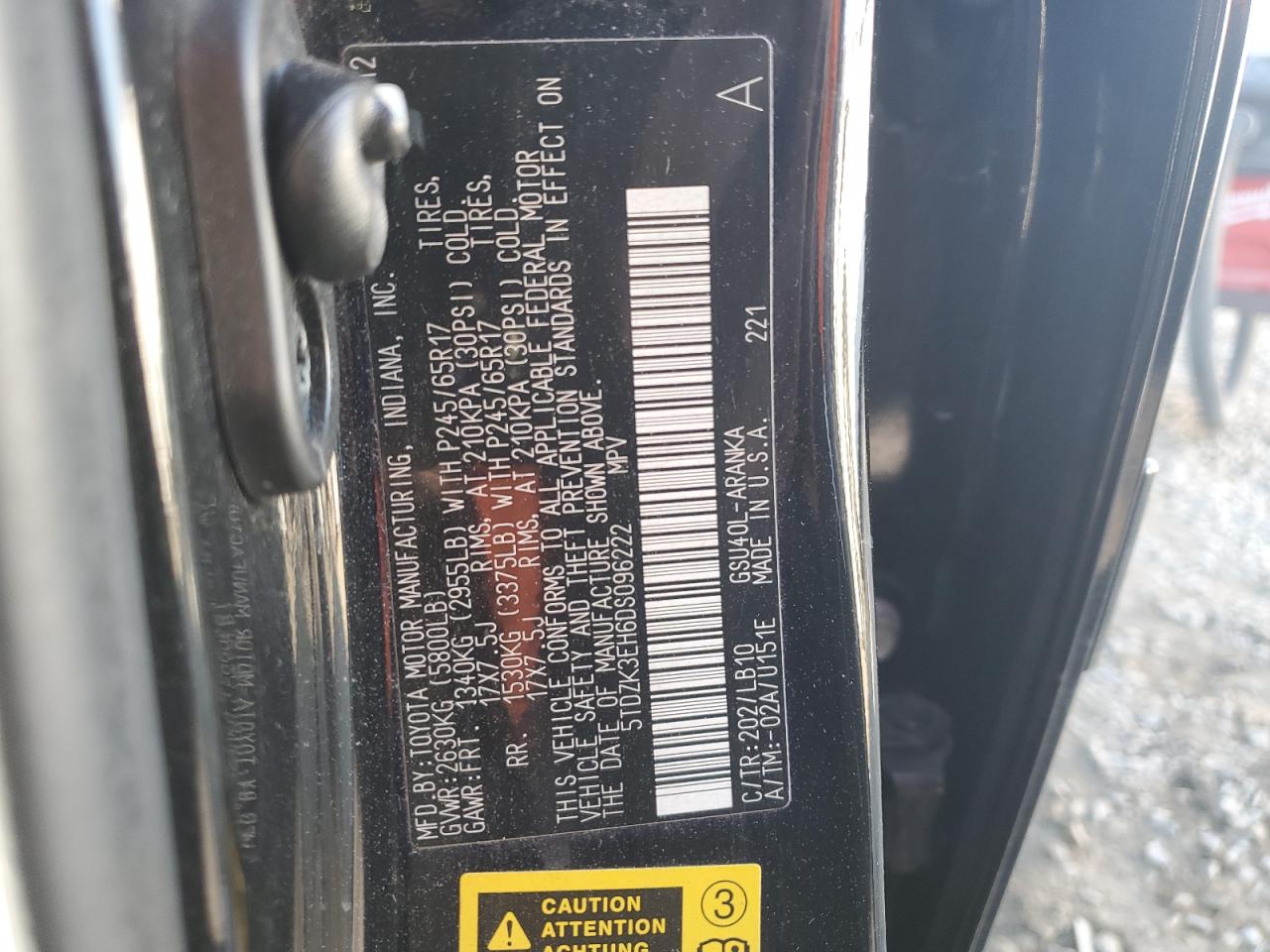 2013 Toyota Highlander VIN 5TDZK3EH6DS096222 Copart auction photo, side damage thumbnail 13