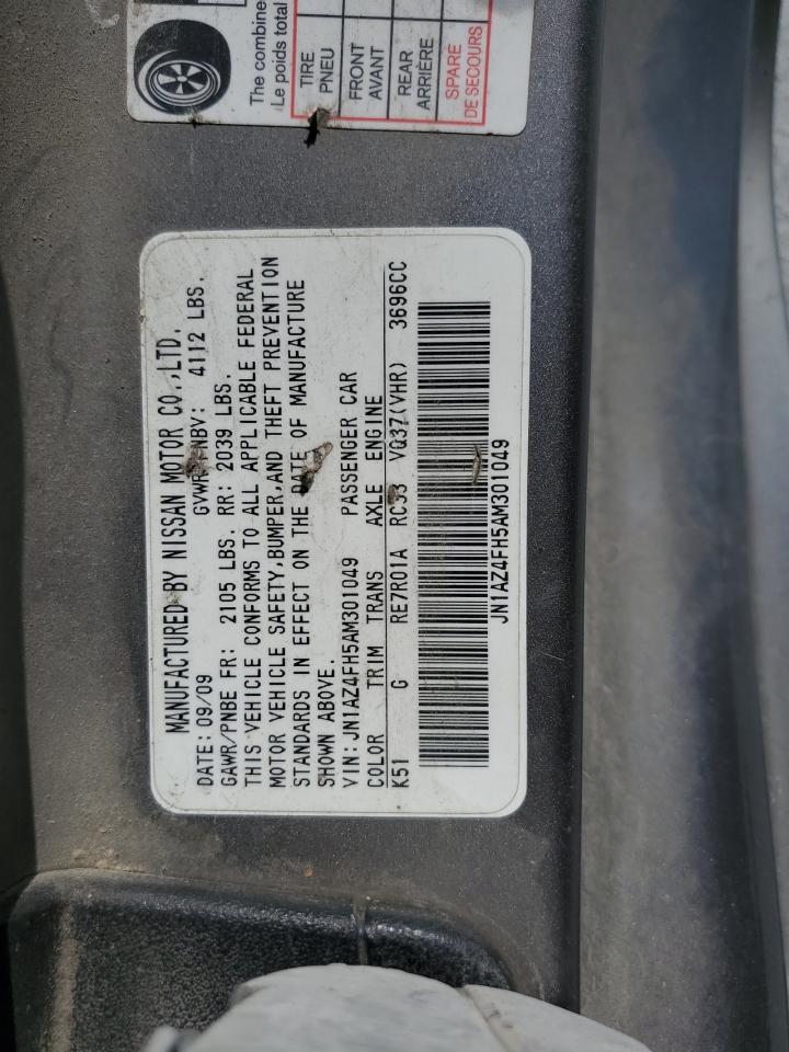 2010 Nissan 370Z VIN JN1AZ4FH5AM301049 Copart auction photo, mechanical / front end damage thumbnail 13