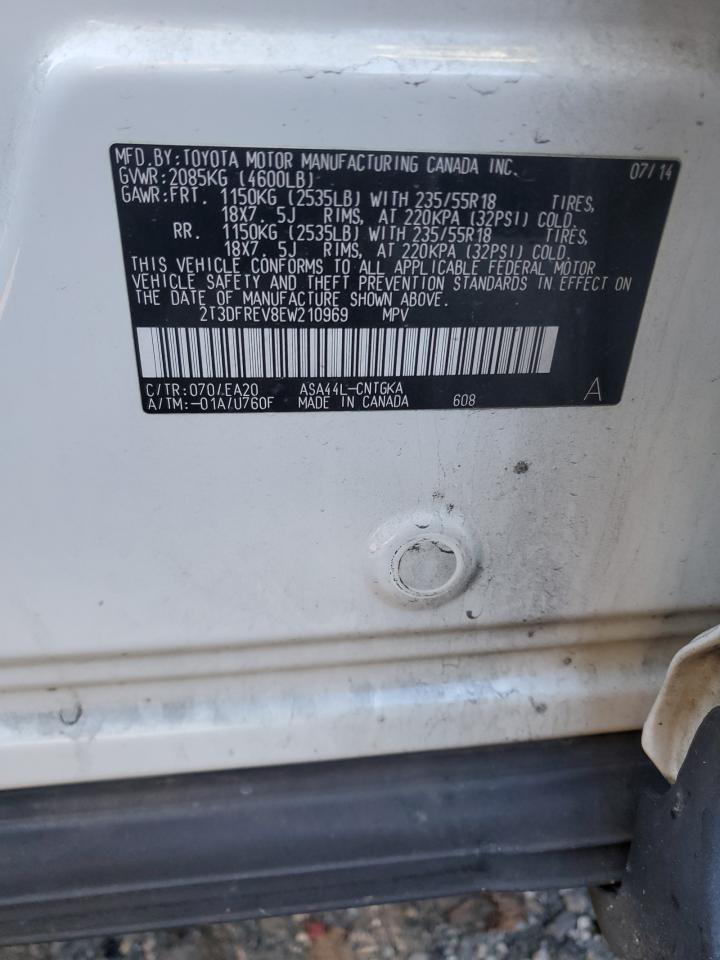2014 Toyota RAV 4 VIN 2T3DFREV8EW210969 Copart auction photo, side / rear end damage thumbnail 13