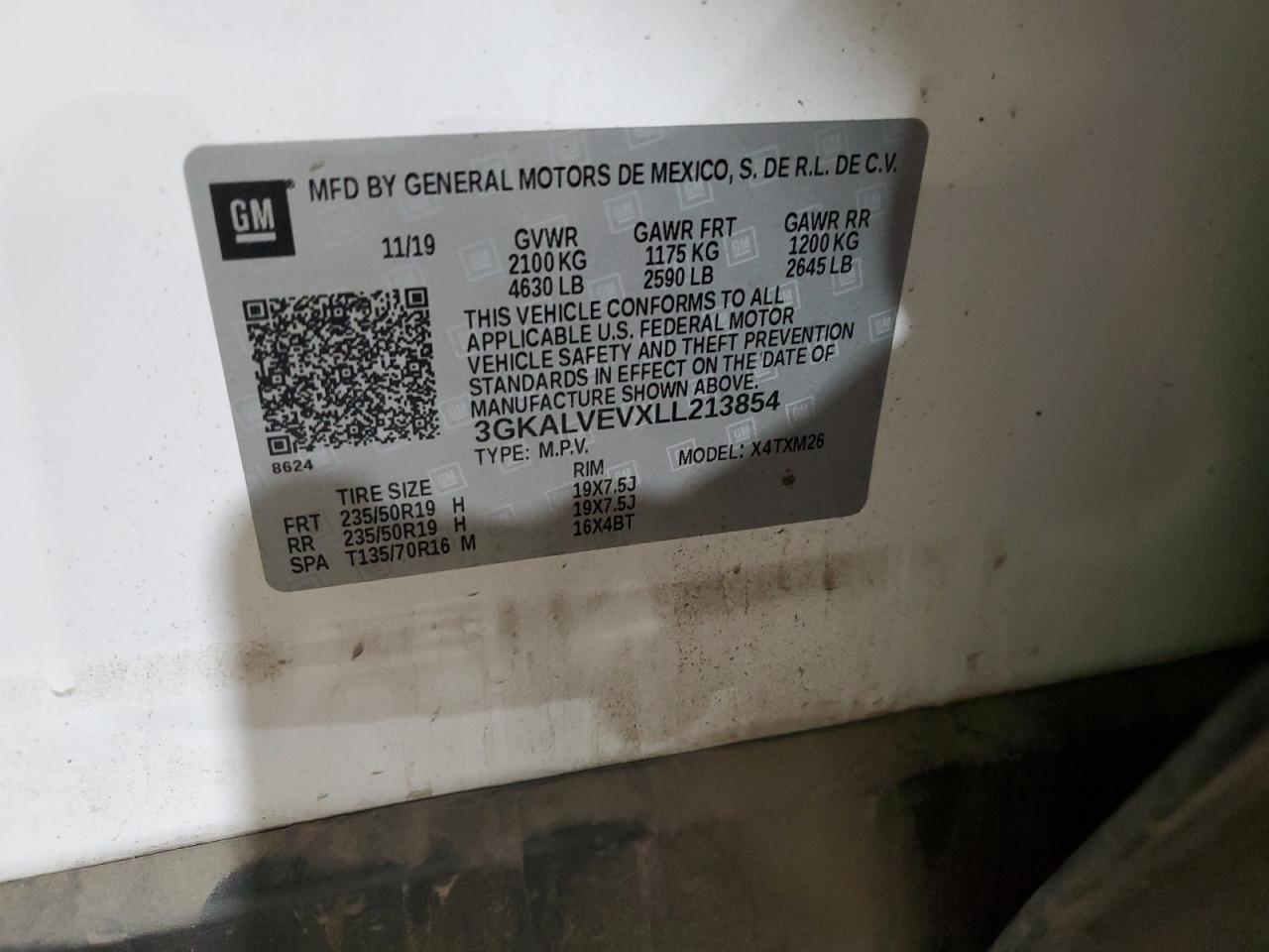 2020 GMC Terrain VIN 3GKALVEVXLL213854 Copart auction photo, front end / side damage thumbnail 13