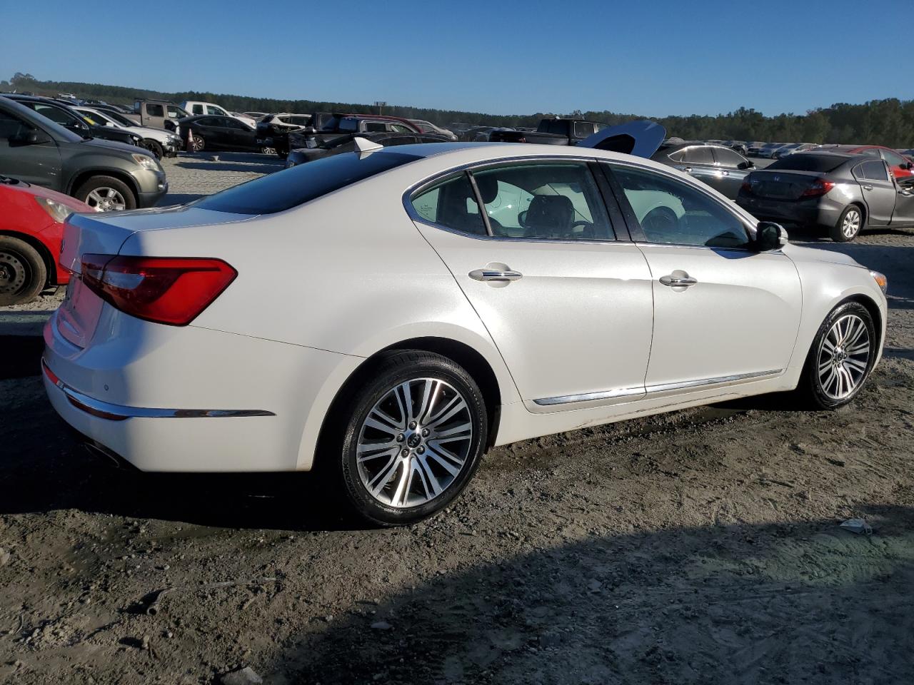 2015 KIA Cadenza VIN KNALN4D7XF5195059 Copart auction photo, side / front end damage thumbnail 3