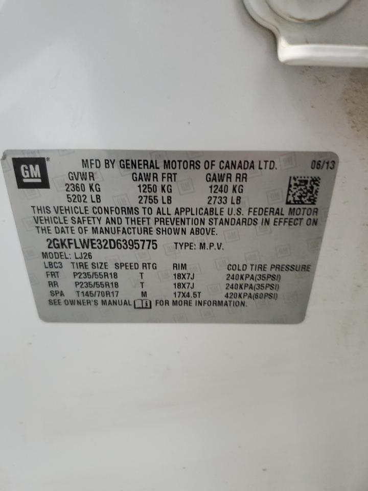 2013 GMC Terrain VIN 2GKFLWE32D6395775 Copart auction photo, all over damage thumbnail 13